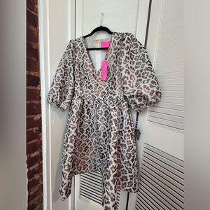 LILLY PULITZER Calyssa 3/4 Sleeve Cocktail Dress Gold Animal Print